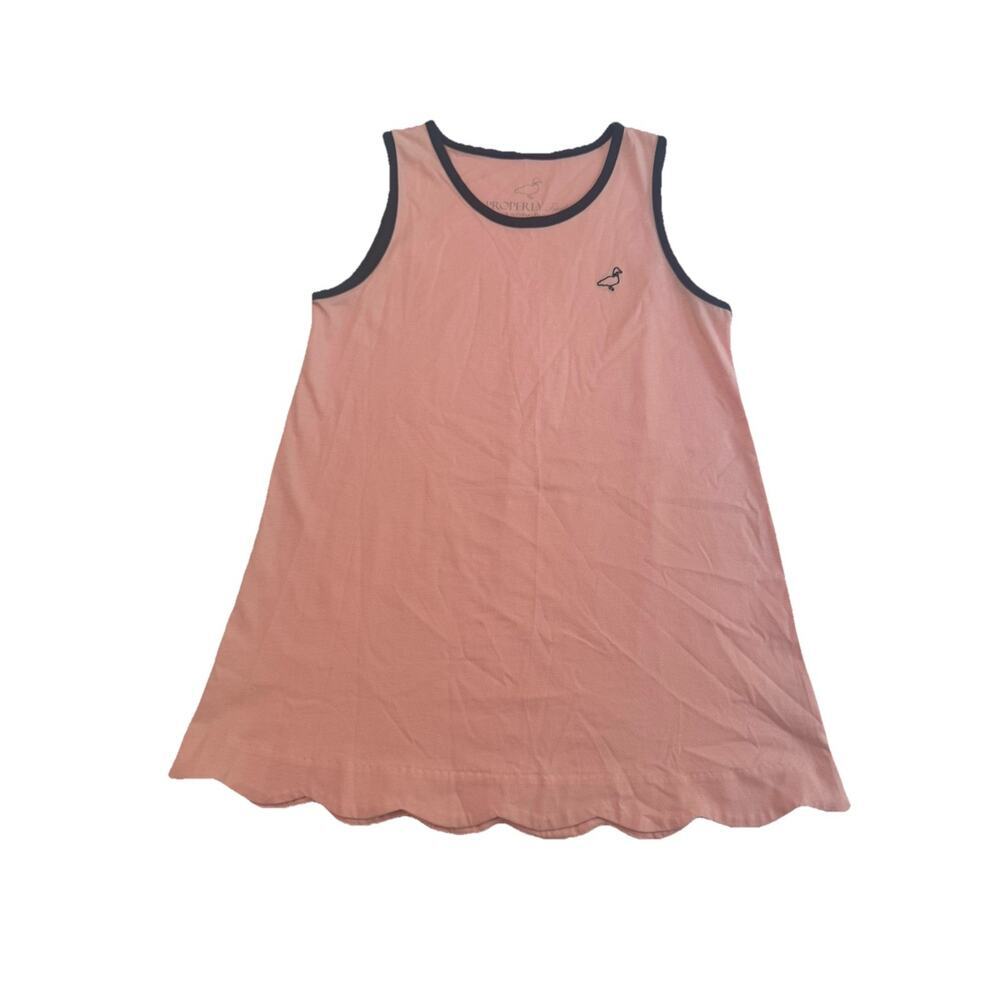 Properly Tied Ella Dress Womens YS Pink Scallop Hem Sleeveless Tank Dress